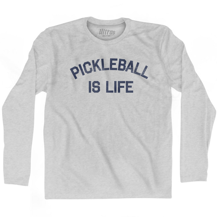 Pickleball Is Life Adult Cotton Long Sleeve T-shirt - Grey Heather