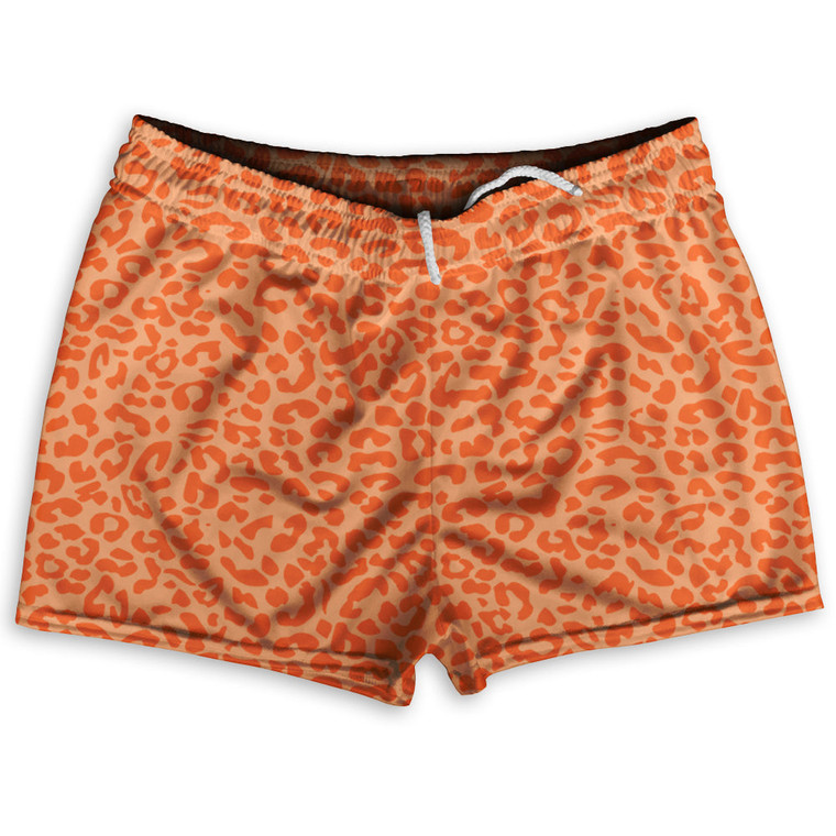 Cheetah Two Tone Light Orange Shorty Short Gym Shorts 2.5" Inseam Made In USA - Light Orange