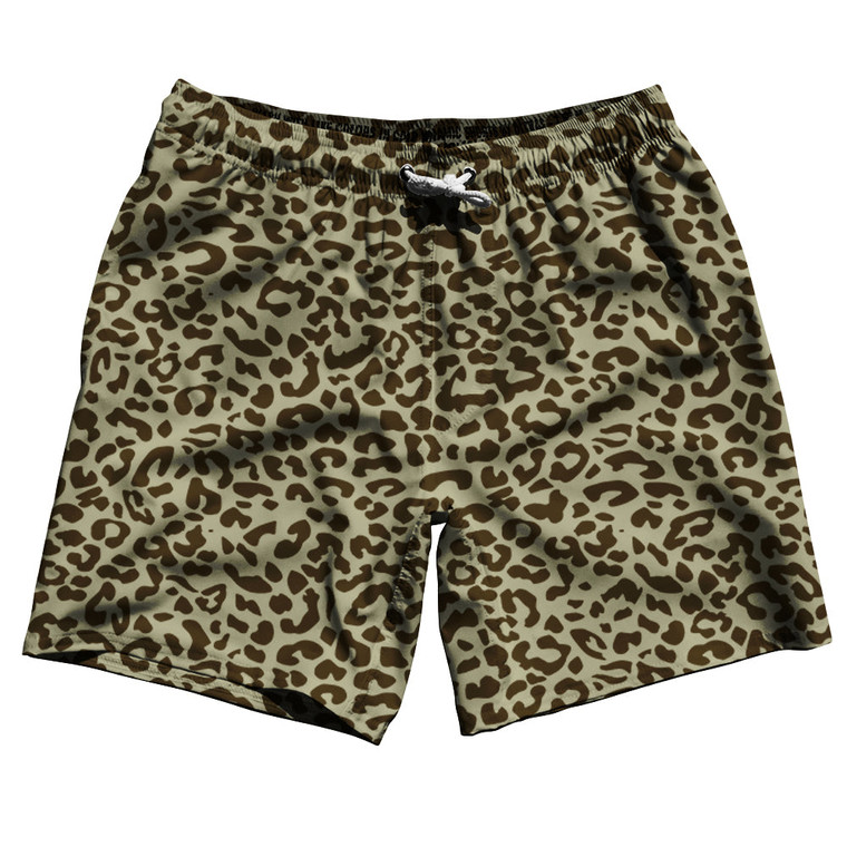 Cheetah Two Tone Light Brown Swim Shorts 7" Made in USA - Light Brown