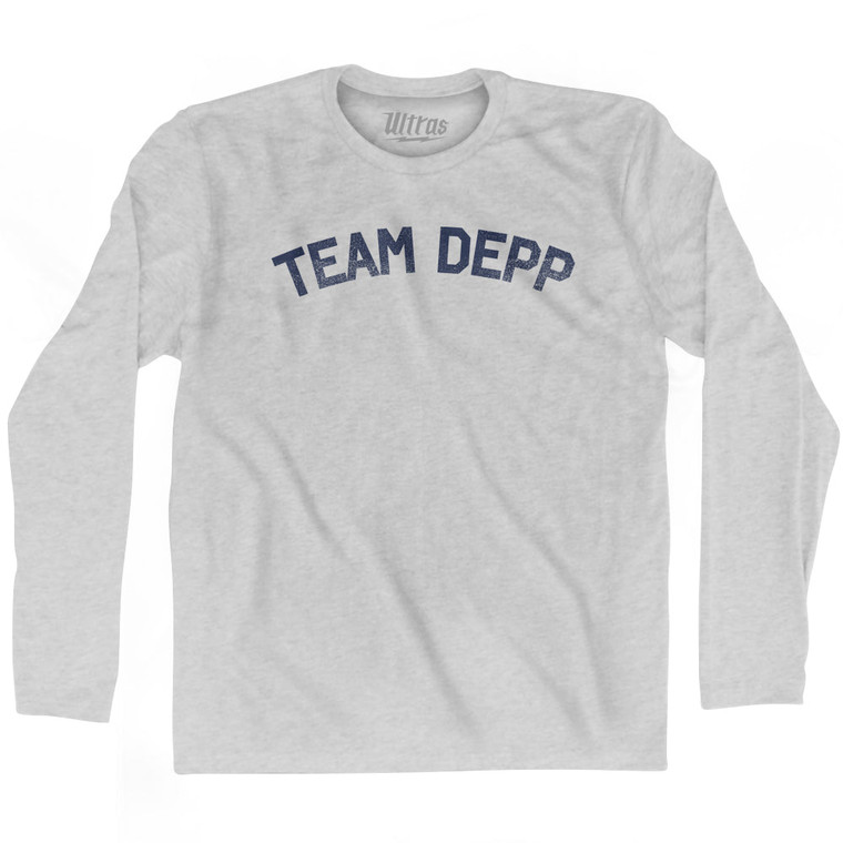 Team Depp Adult Cotton Long Sleeve T-shirt - Grey Heather