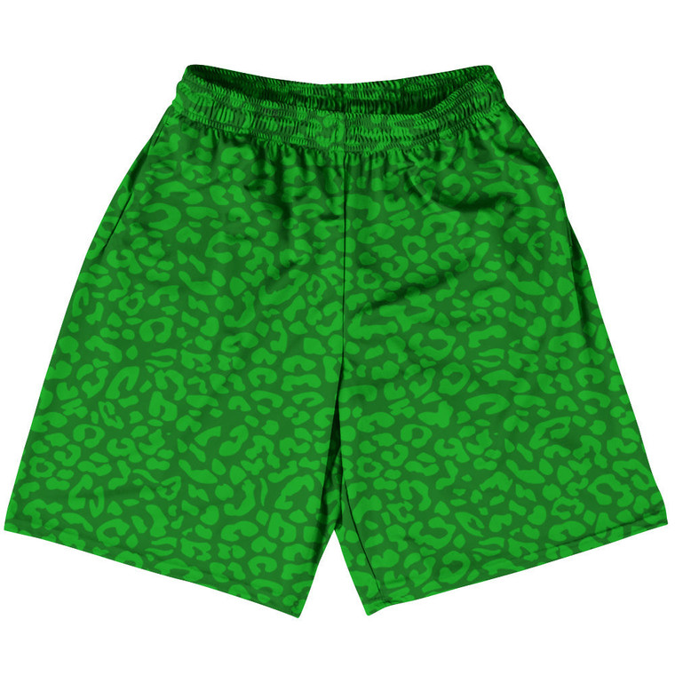 Cheetah Two Tone Kelly Green Basketball Practice Shorts Made In USA - Kelly Green