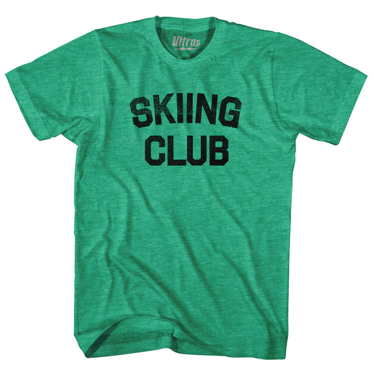 Skiing Club Adult Tri-Blend T-shirt - Heather Green