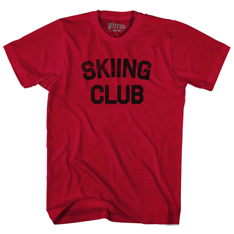 Skiing Club Adult Tri-Blend T-shirt - Heather Cardinal