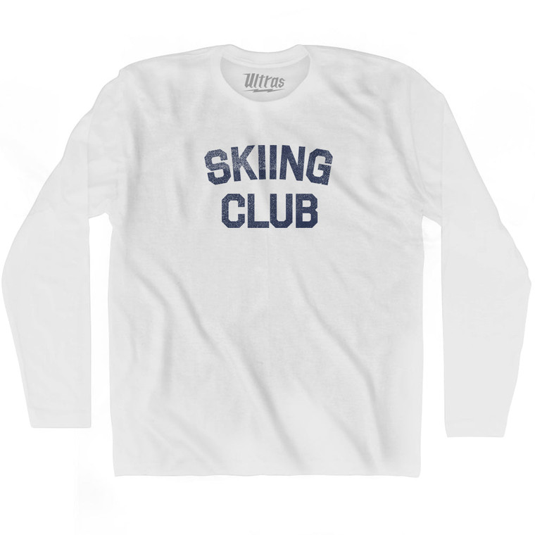 Skiing Club Adult Cotton Long Sleeve T-shirt - White