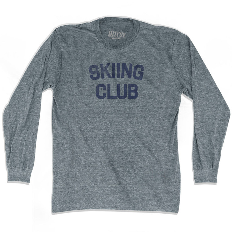 Skiing Club Adult Tri-Blend Long Sleeve T-shirt - Athletic Grey