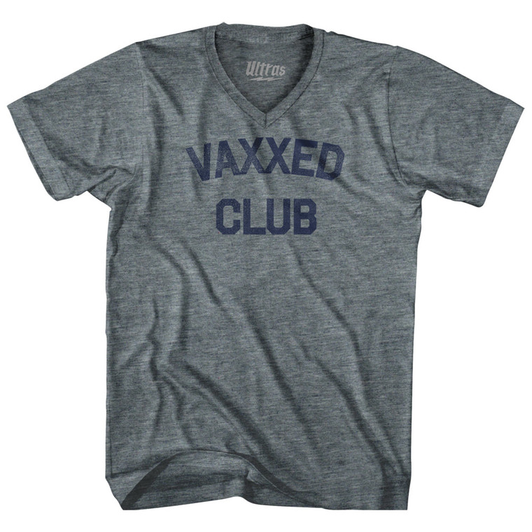 Vaxxed Club Adult Tri-Blend V-neck T-shirt - Athletic Grey