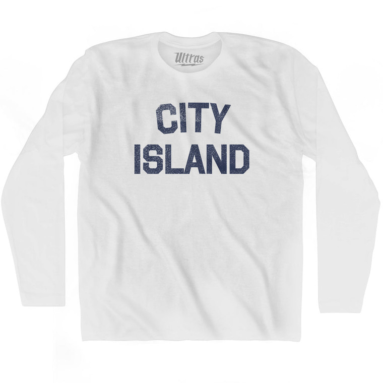 City Island Adult Cotton Long Sleeve T-shirt - White