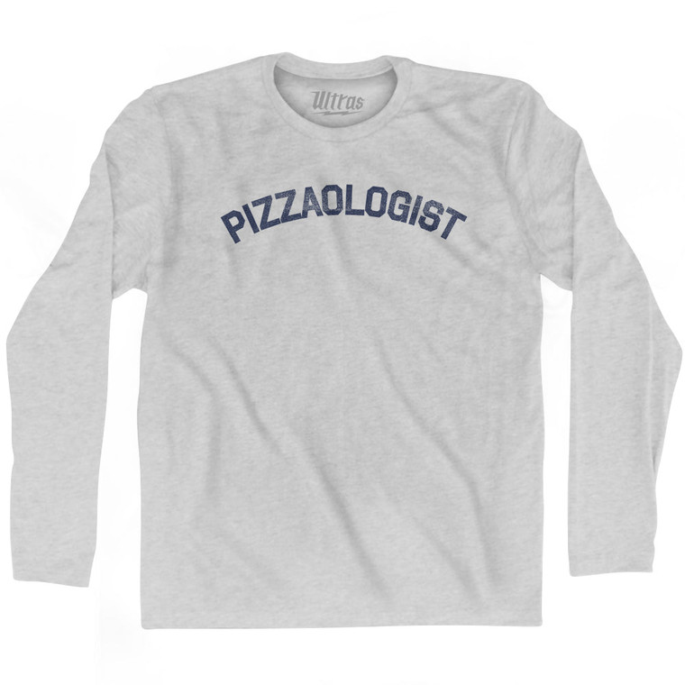 Pizzaologist Adult Cotton Long Sleeve T-shirt - Grey Heather