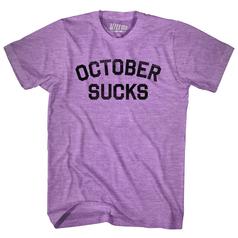 October Sucks Adult Tri-Blend T-shirt - Athletic Purple