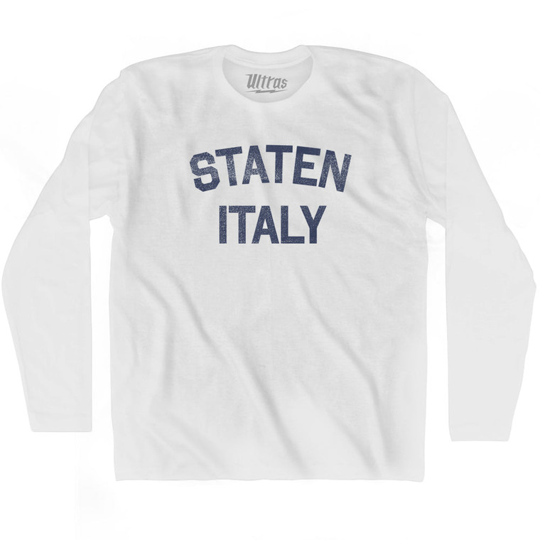 Staten Italy Adult Cotton Long Sleeve T-shirt - White