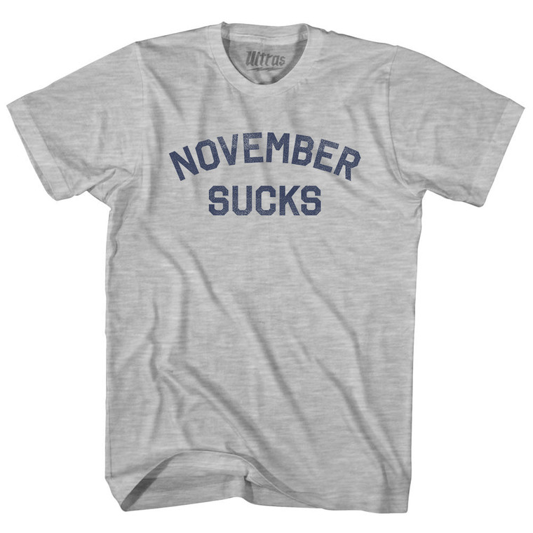 November Sucks Womens Cotton Junior Cut T-Shirt - Grey Heather