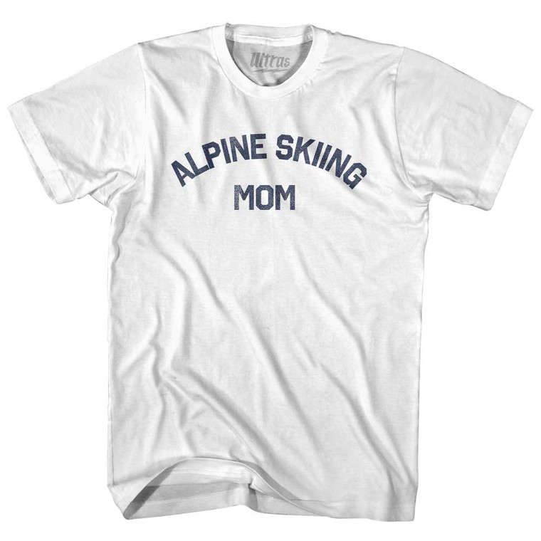 Alpine Skiing Mom Adult Cotton T-shirt - White