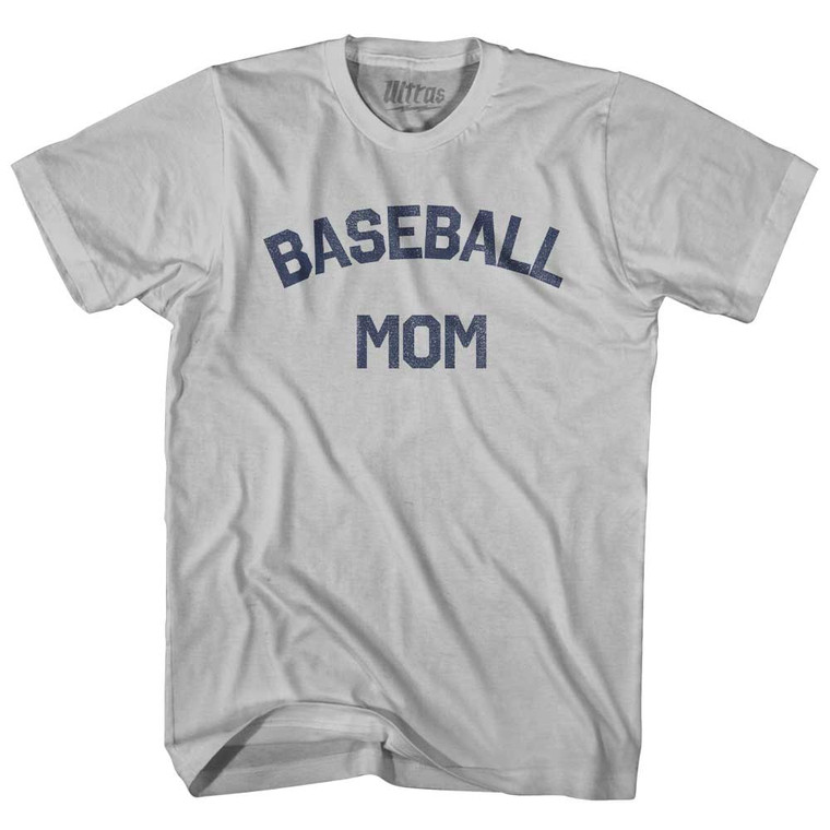 Baseball Mom Adult Cotton T-shirt - Cool Grey
