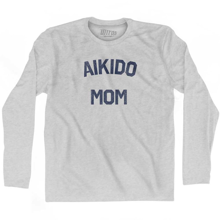 Aikido Mom Adult Cotton Long Sleeve T-shirt - Grey Heather