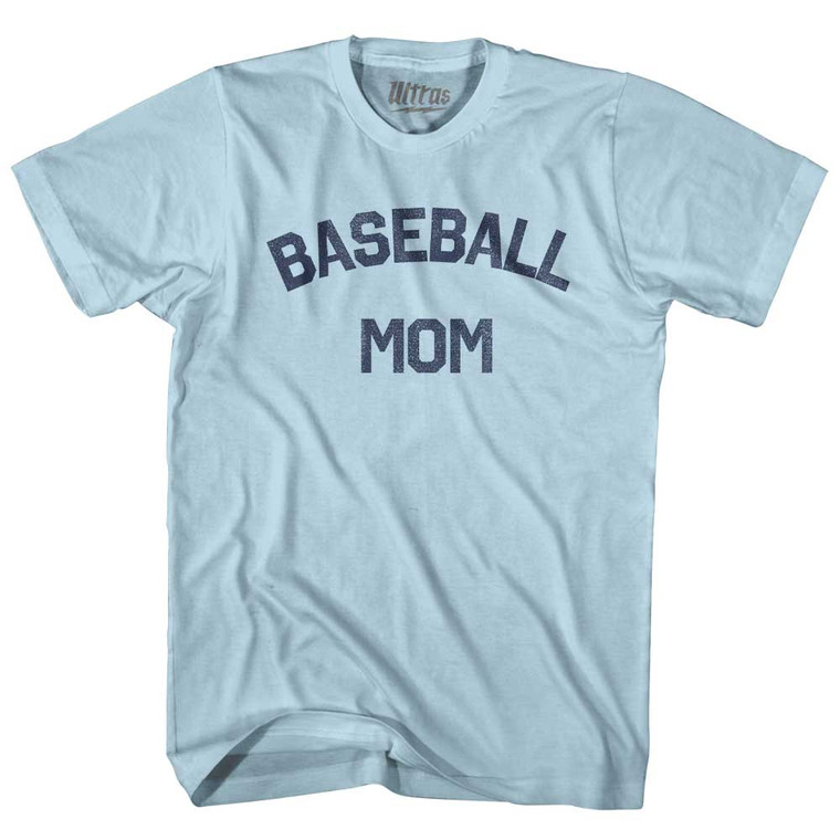 Baseball Mom Adult Cotton T-shirt - Light Blue