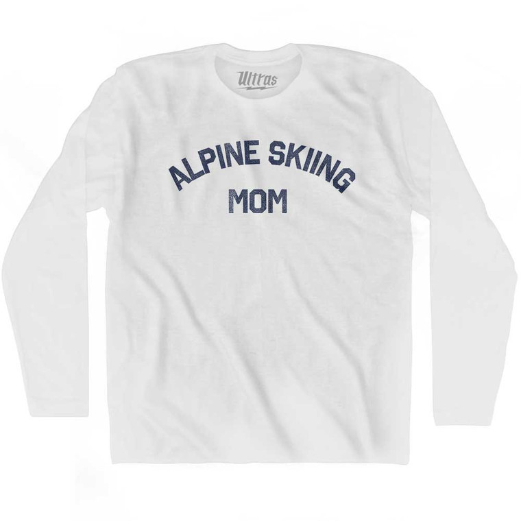 Alpine Skiing Mom Adult Cotton Long Sleeve T-shirt - White