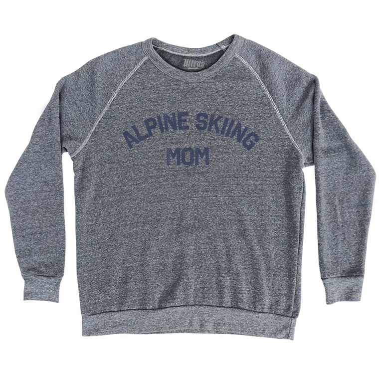 Alpine Skiing Mom Adult Tri-Blend Sweatshirt - Athletic Grey