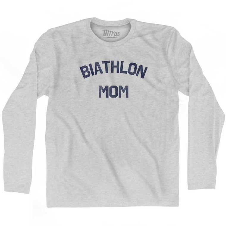 Biathlon Mom Adult Cotton Long Sleeve T-shirt - Grey Heather