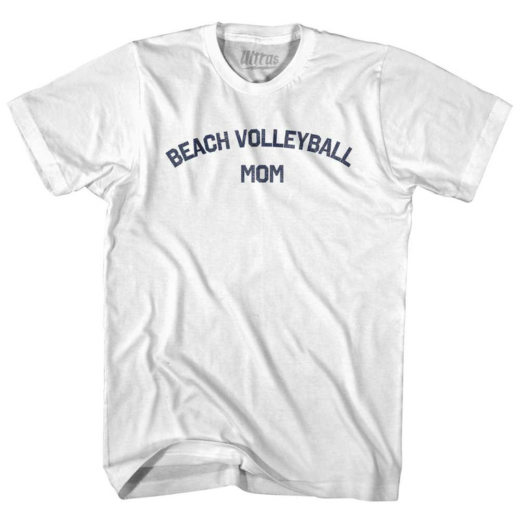 Beach Volleyball Mom Adult Cotton T-shirt - White
