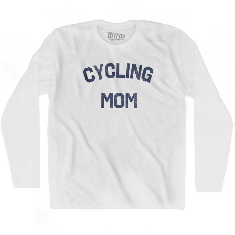 Cycling Mom Adult Cotton Long Sleeve T-shirt - White