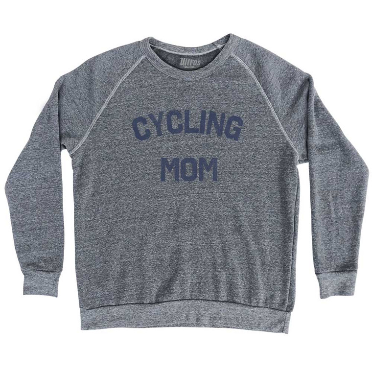 Cycling Mom Adult Tri-Blend Sweatshirt - Athletic Grey