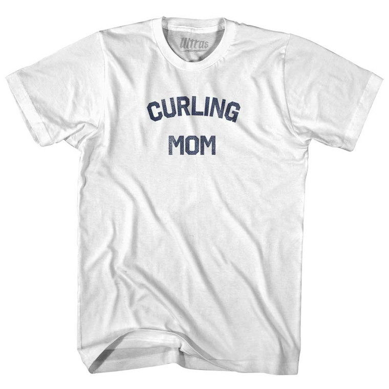 Curling Mom Womens Cotton Junior Cut T-Shirt - White
