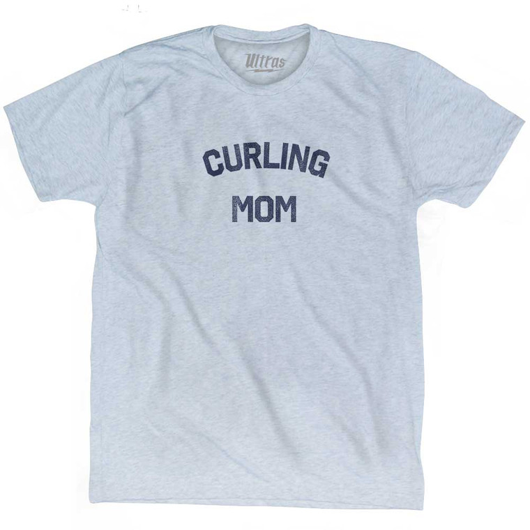 Curling Mom Adult Tri-Blend T-shirt - Athletic White