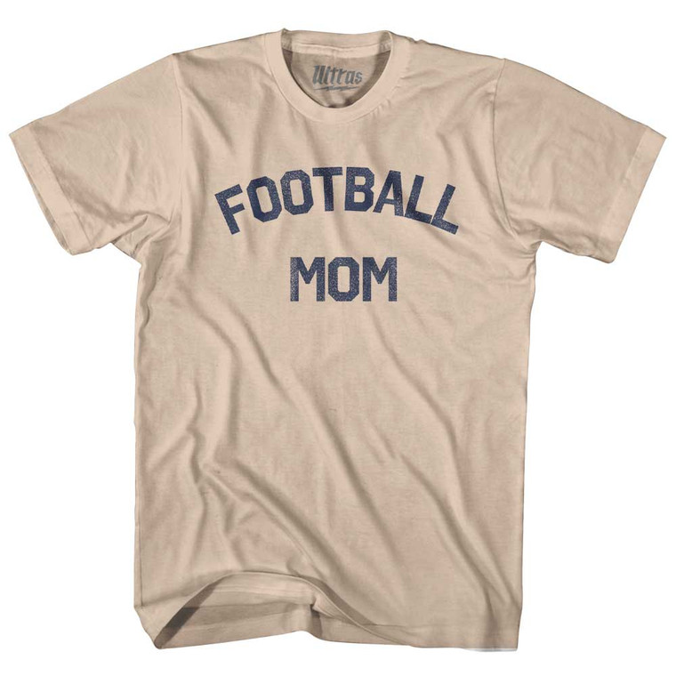Football Mom Adult Cotton T-shirt - Creme
