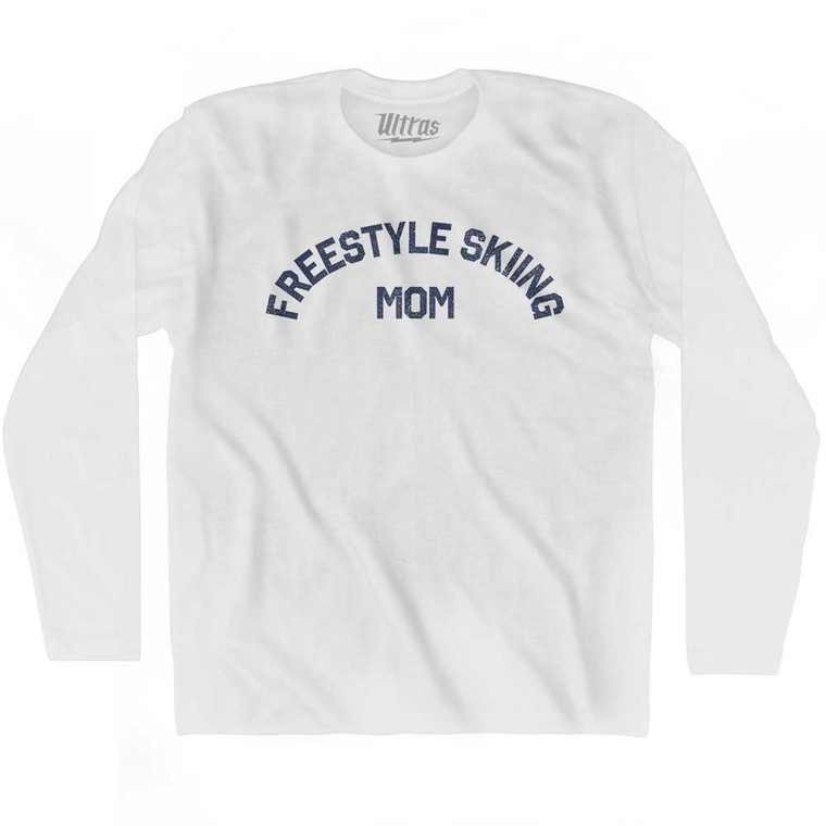 Freestyle Skiing Mom Adult Cotton Long Sleeve T-shirt - White