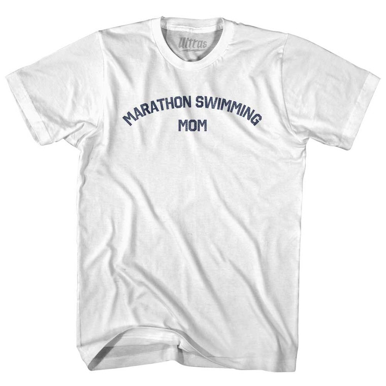 Marathon Swimming Mom Adult Cotton T-shirt - White