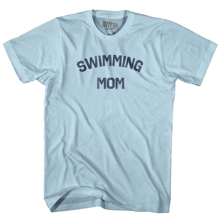 Swimming Mom Adult Cotton T-shirt - Light Blue