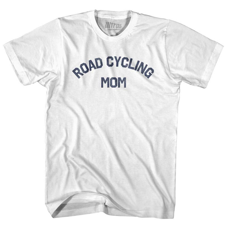 Road Cycling Mom Adult Cotton T-shirt - White