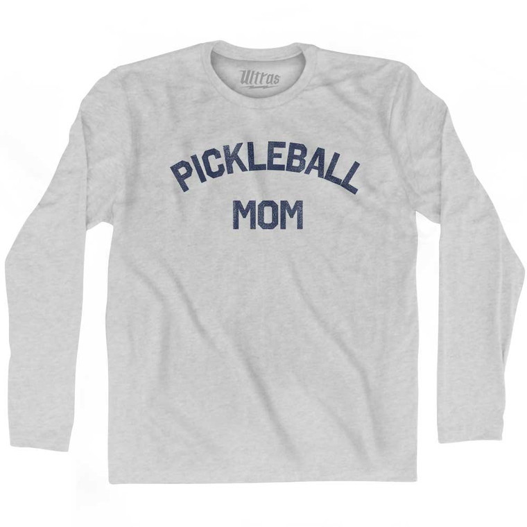 Pickleball Mom Adult Cotton Long Sleeve T-shirt - Grey Heather