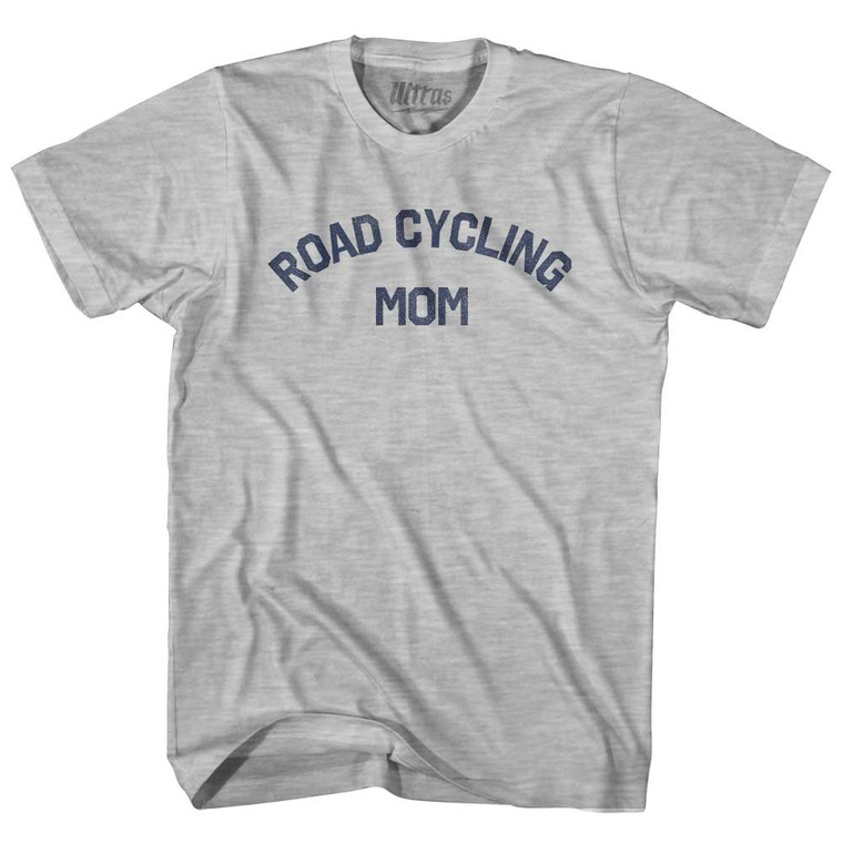 Road Cycling Mom Adult Cotton T-shirt - Grey Heather