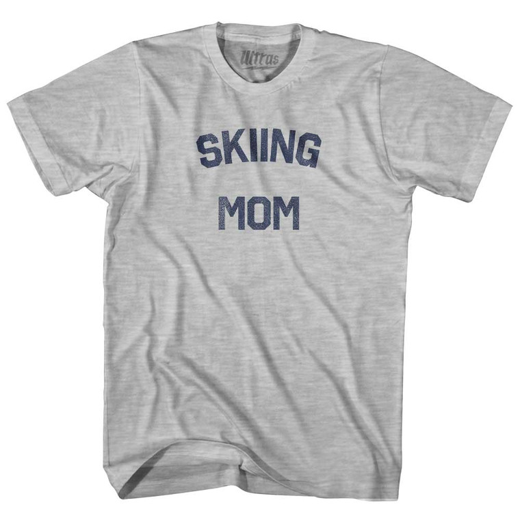 Skiing Mom Youth Cotton T-shirt - Grey Heather