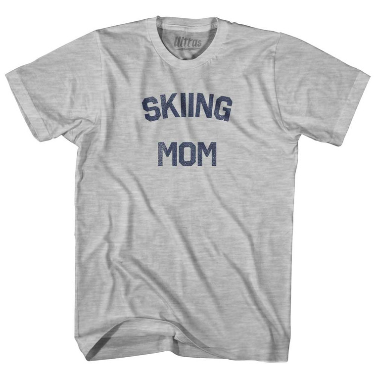 Skiing Mom Womens Cotton Junior Cut T-Shirt - Grey Heather