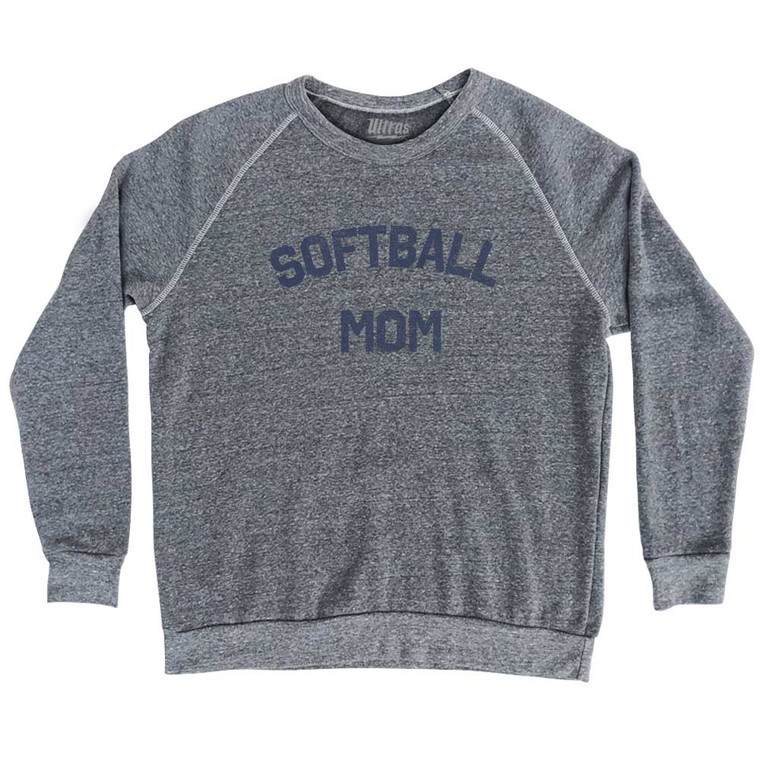 Softball Mom Adult Tri-Blend Sweatshirt - Athletic Grey