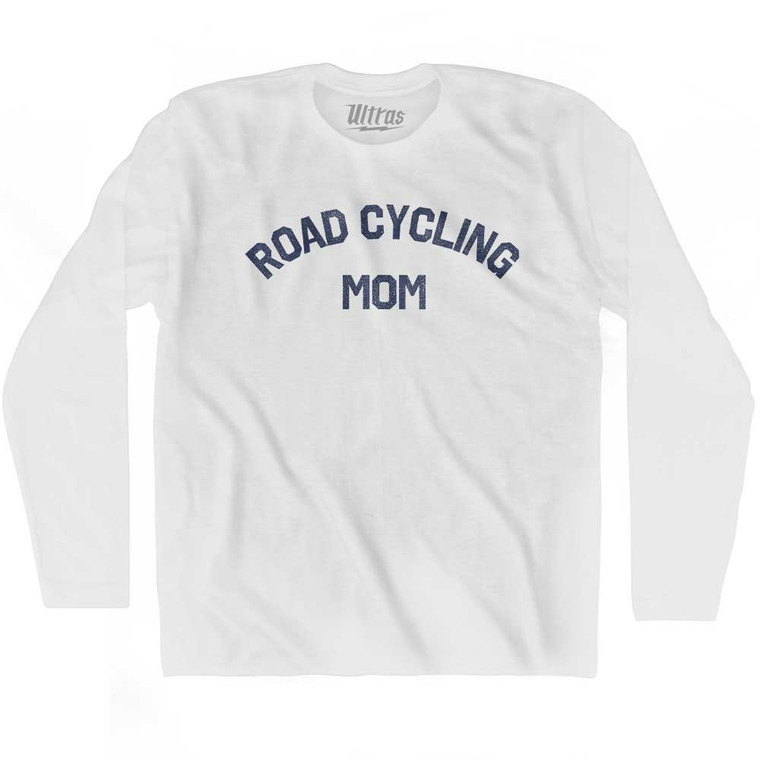 Road Cycling Mom Adult Cotton Long Sleeve T-shirt - White