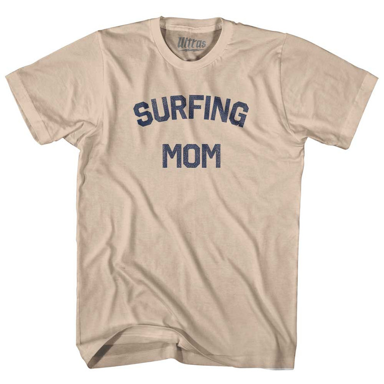 Surfing Mom Adult Cotton T-shirt - Creme