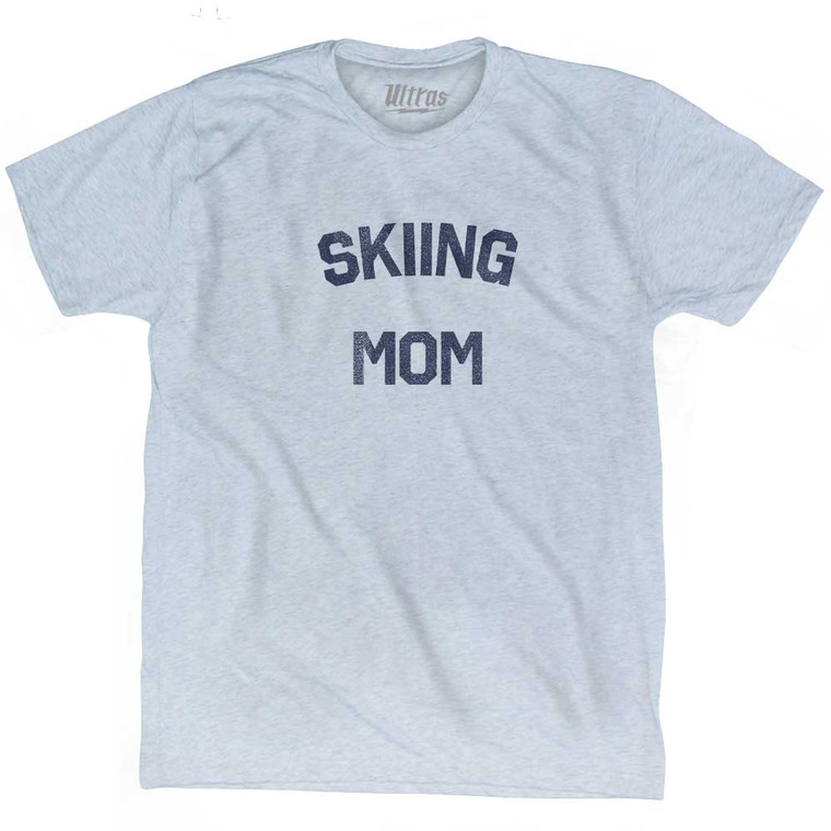 Skiing Mom Adult Tri-Blend T-shirt - Athletic White