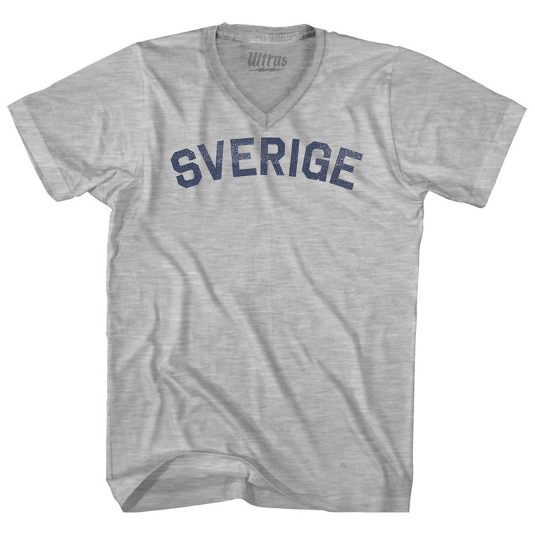 Sverige Adult Cotton V-neck T-shirt - Grey Heather