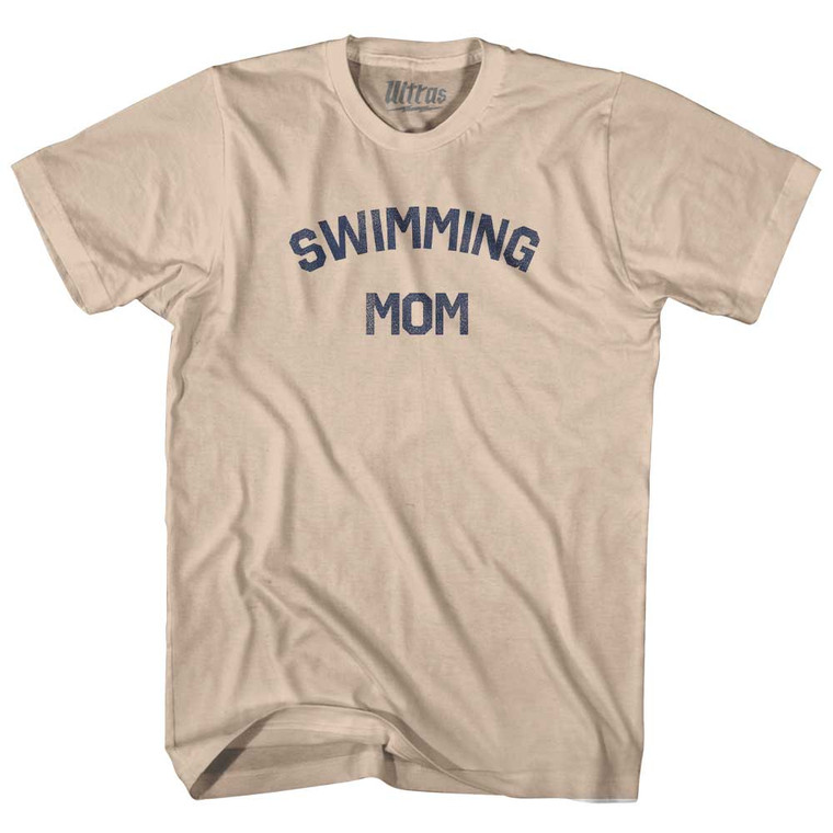 Swimming Mom Adult Cotton T-shirt - Creme