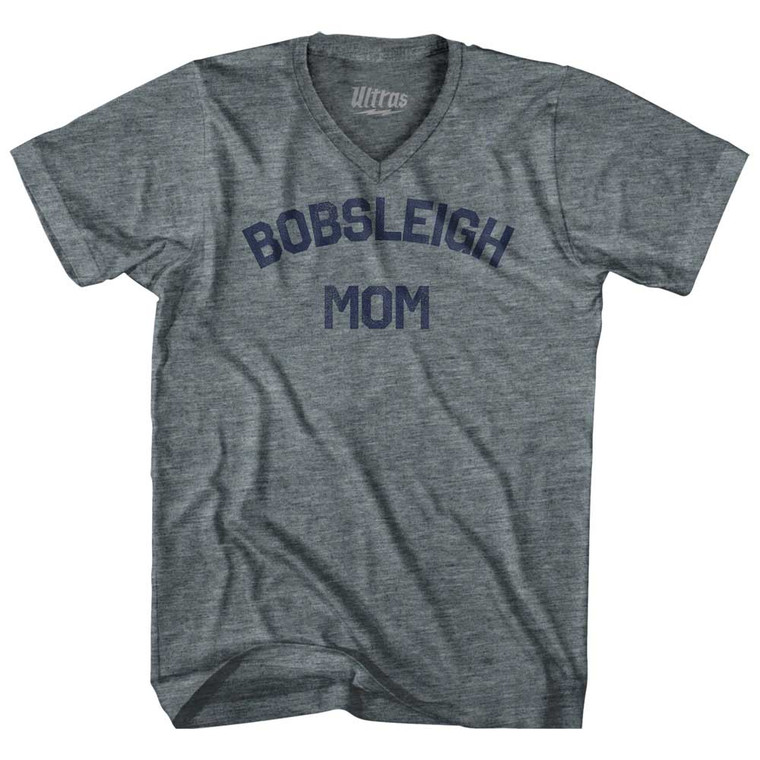 Bobsleigh Mom Tri-Blend V-neck Womens Junior Cut T-shirt - Athletic Grey