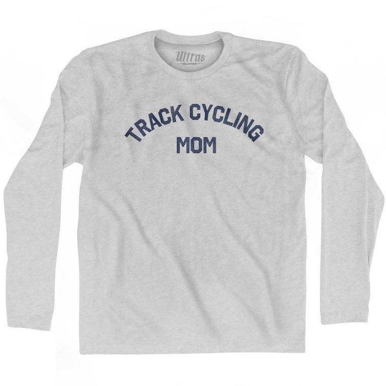 Track Cycling Mom Adult Cotton Long Sleeve T-shirt - Grey Heather