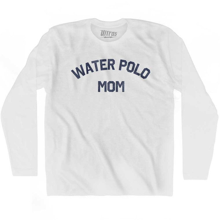 Water Polo Mom Adult Cotton Long Sleeve T-shirt - White