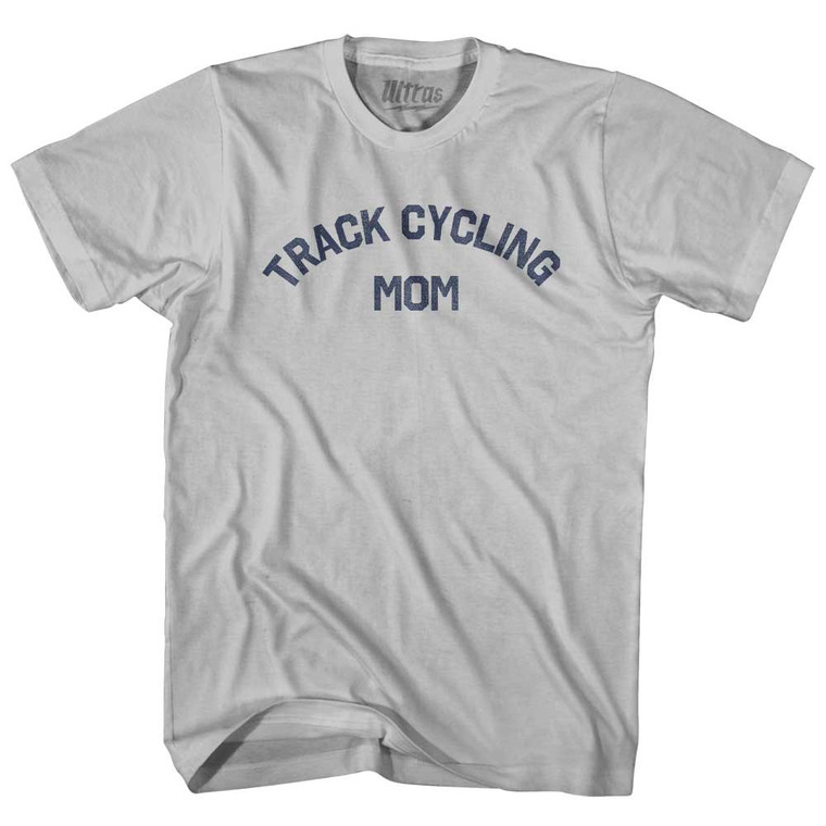 Track Cycling Mom Adult Cotton T-shirt - Cool Grey