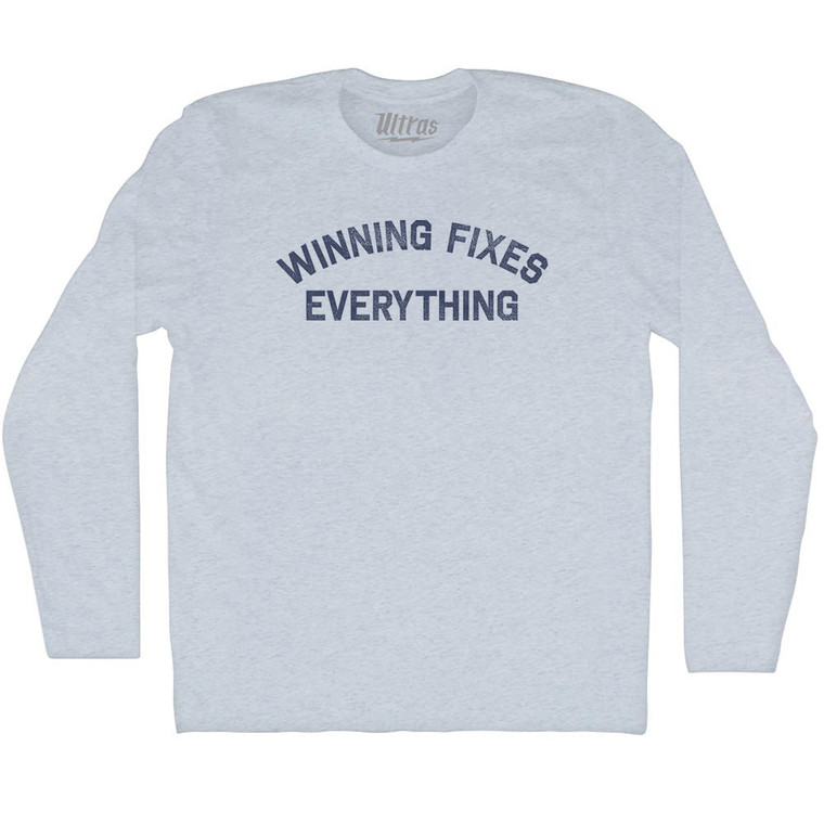 Winning Fixes Everything Adult Tri-Blend Long Sleeve T-shirt - Athletic White