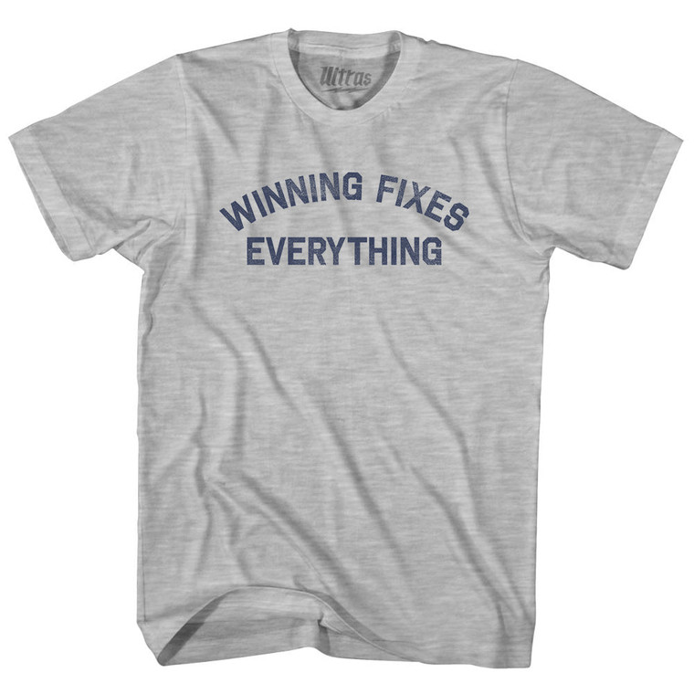 Winning Fixes Everything Womens Cotton Junior Cut T-Shirt - Grey Heather