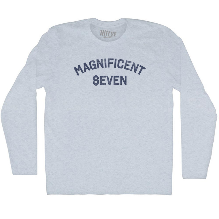 Magnificent Seven Stocks Investment Adult Tri-Blend Long Sleeve T-shirt - Athletic White Magnificent Seven Stocks Investment Adult Tri-Blend Long Sleeve T-shirt - Athletic White