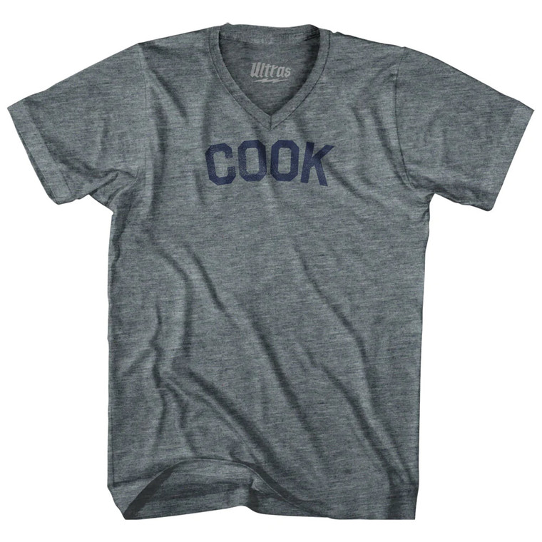 COOK Tri-Blend V-neck Womens Junior Cut T-shirt - Athletic Grey